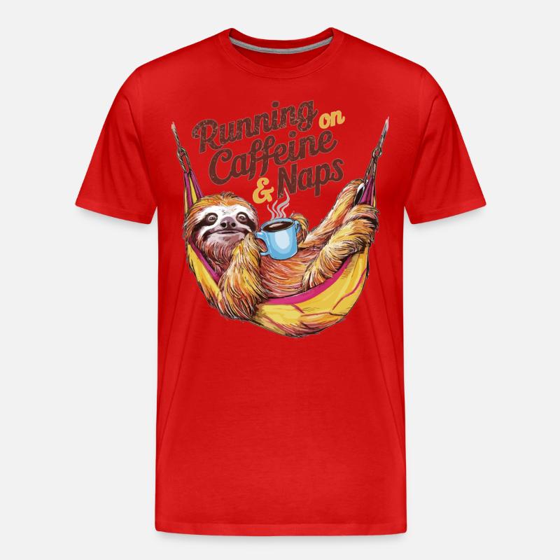 Kaffee, Nickerchen, Wiederholung - Männer Premium Bio T-Shirt - Rot