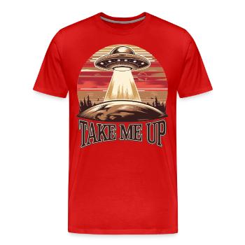 UFO Abduction Retro - Men's Premium Organic T-Shirt - red - Front - Damien (186cm)