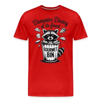 Waschbär im Feinschmecker-Modus - Männer Premium Bio T-Shirt - Rot - Vorne - Damien (186cm)