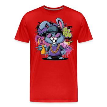 Graffiti Hase mit Style - Männer Premium Bio T-Shirt - Rot - Vorne - Damien (186cm)