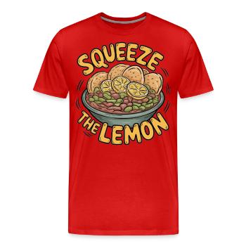 Squeeze the Lemon – Lemon Style - Men's Premium Organic T-Shirt - red - Front - Damien (186cm)