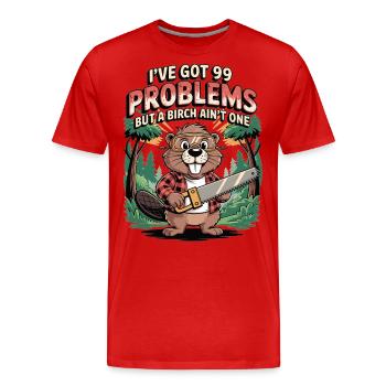Biber-Spruch: Kein Problem mit Birke - Männer Premium Bio T-Shirt - Rot - Vorne - Damien (186cm)