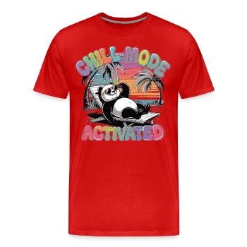 Chilling Panda in Vacation Mode - Men's Premium Organic T-Shirt - red - Front - Damien (186cm)