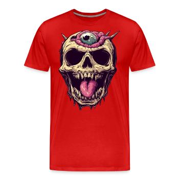 Disgusting Zombie Skull with Eye and Tongue - Men's Premium Organic T-Shirt - red - Front - Damien (186cm)