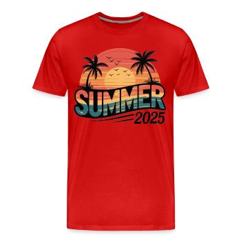 Palmen und Sonne - Sommer 2025 - Männer Premium Bio T-Shirt - Rot - Vorne - Damien (186cm)