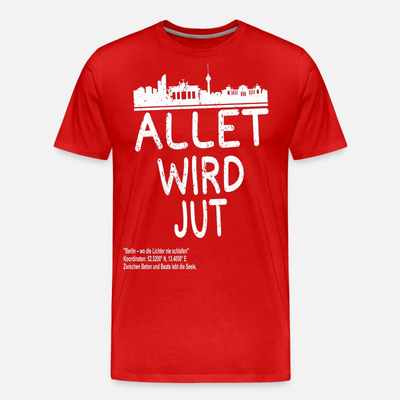 Allet wird jut – Berlin Skyline - Männer Premium Bio T-Shirt - Rot