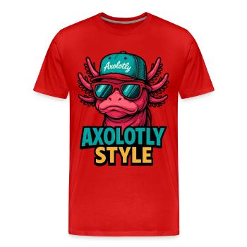 Axolotly Style - T-shirt bio Premium Homme - rouge - Devant - Damien (186cm)