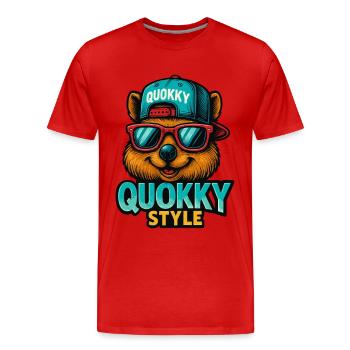 QUOKKY STYLE - Männer Premium Bio T-Shirt - Rot - Vorne - Damien (186cm)