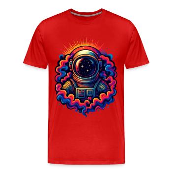 Kosmischer Trip - Männer Premium Bio T-Shirt - Rot - Vorne - Damien (186cm)