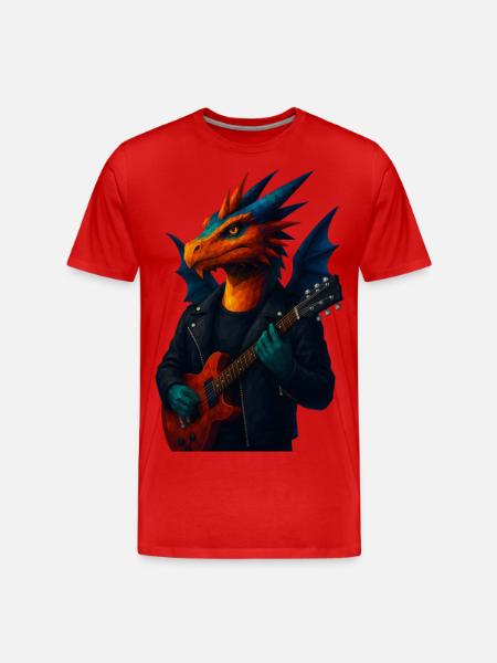 WPAP Style Animals - Dragon Guitarist - Men's Premium Organic T-Shirt - red
