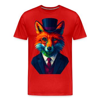 WPAP Style Animals - Fox Elegant Suit Monocle - Men's Premium Organic T-Shirt - red - Front - Damien (186cm)