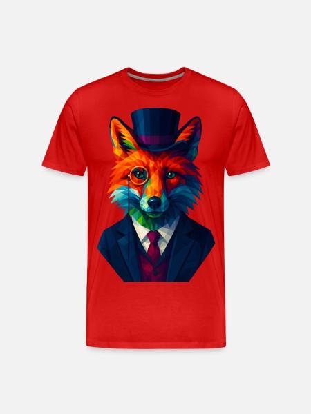 WPAP Stil Tiere - Fuchs eleganter Anzug Monokel - Männer Premium Bio T-Shirt - Rot
