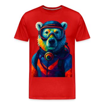 WPAP Stil Tiere - Eisbär im Taucheranzug Atemgerät - Männer Premium Bio T-Shirt - Rot - Vorne - Damien (186cm)