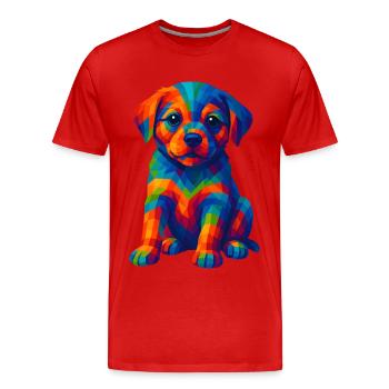 WPAP Polygon Style Animals - Dog Puppy Portrait - Men's Premium Organic T-Shirt - red - Front - Damien (186cm)