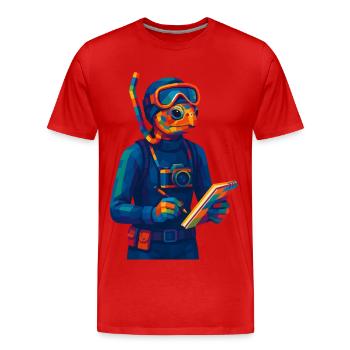 WPAP Polygon Style Animals - Marine Biologist - Men's Premium Organic T-Shirt - red - Front - Damien (186cm)