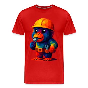 WPAP Polygon Kawaii Tiere Baby Gorilla Handwerker - Männer Premium Bio T-Shirt - Rot - Vorne - Damien (186cm)
