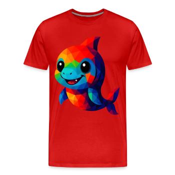 WPAP Polygon Kawaii Stil Tiere Baby Hai - Männer Premium Bio T-Shirt - Rot - Vorne - Damien (186cm)