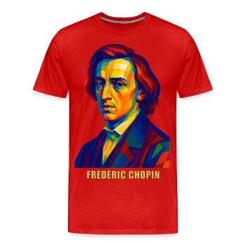 WPAP Polygon Portrait Frédéric Chopin Compositeur - T-shirt bio Premium Homme - rouge - Devant - Damien (186cm)