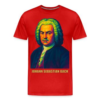 WPAP Polygon Portrait Johann Sebastian Bach - Men's Premium Organic T-Shirt - red - Front - Damien (186cm)