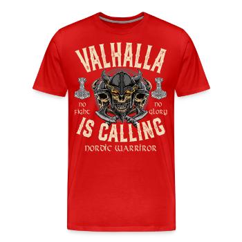Valhalla is Calling - Männer Premium Bio T-Shirt - Rot - Vorne - Damien (186cm)