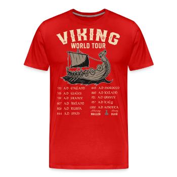 Viking World Tour Wikinger Welttournee - Men's Premium Organic T-Shirt - red - Front - Damien (186cm)