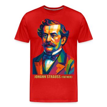 WPAP Polygon Portrait Johann Strauss (Father) - Men's Premium Organic T-Shirt - red - Front - Damien (186cm)