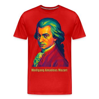 WPAP Polygon Portrait Wolfgang Amadeus Mozart - T-shirt bio Premium Homme - rouge - Devant - Damien (186cm)