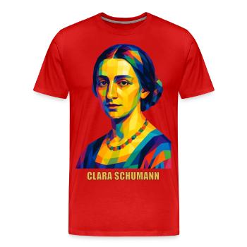 WPAP Polygon Portrait Clara Schumann Compositeur - T-shirt bio Premium Homme - rouge - Devant - Damien (186cm)