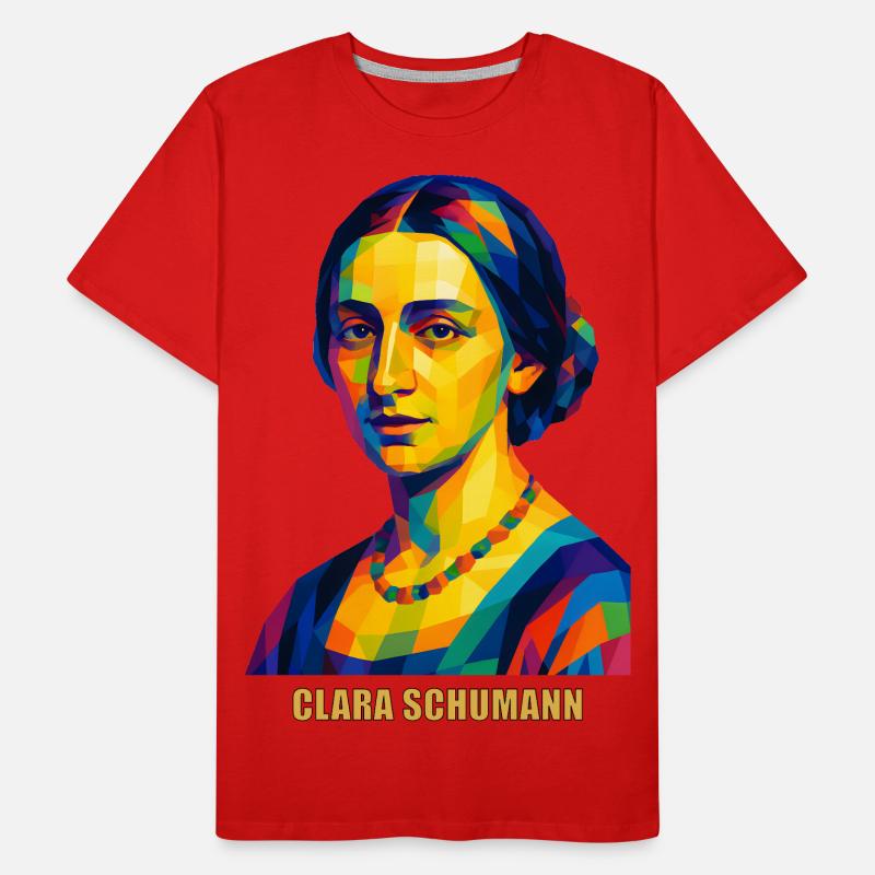 WPAP Polygon Portrait Clara Schumann Compositeur T-shirt bio Premium Homme