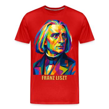 WPAP Polygon Portrait Franz Liszt Compositeur - T-shirt bio Premium Homme - rouge - Devant - Damien (186cm)