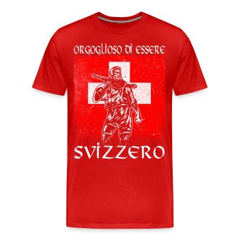 Tell - Svizzero - Orgoglioso - Men's Premium Organic T-Shirt - red - Front - Damien (186cm)