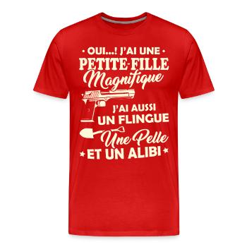 T-shirt pour Grand-Père - Petite-Fille Magnifique - T-shirt bio Premium Homme - rouge - Devant - Damien (186cm)