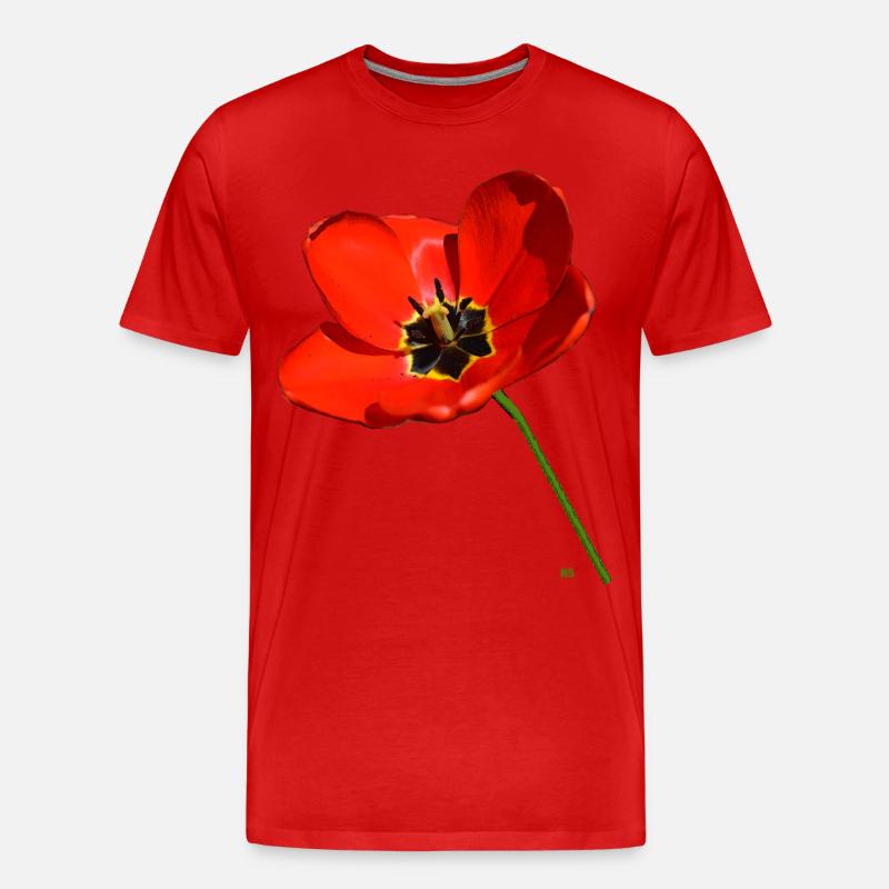 Roter Mohn - Männer Premium Bio T-Shirt - Rot