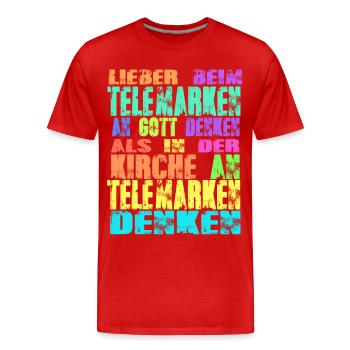 Telemarken Kirche - Männer Premium Bio T-Shirt - Rot - Vorne - Damien (186cm)