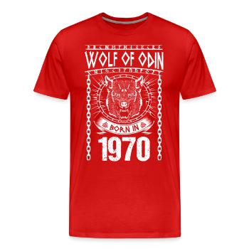 Wolf Odins Geri Freki Geburtsjahr 1970 Wikinger - Männer Premium Bio T-Shirt - Rot - Vorne - Damien (186cm)