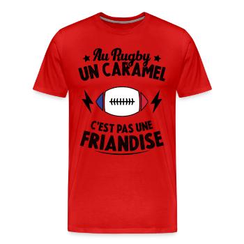 Au Rugby Un Caramel C'est Pas Une Friandise - T-shirt bio Premium Homme - rouge - Devant - Damien (186cm)