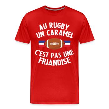 Au Rugby Un Caramel C'est Pas Une Friandise - T-shirt bio Premium Homme - rouge - Devant - Damien (186cm)