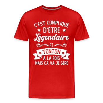 Légendaire et Tonton Humour Cadeau Pour Tonton - T-shirt bio Premium Homme - rouge - Devant - Damien (186cm)
