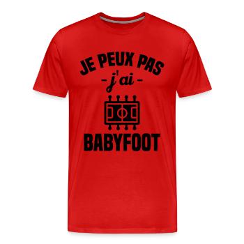 Je peux pas j'ai babyfoot humour cadeau - T-shirt bio Premium Homme - rouge - Devant - Damien (186cm)