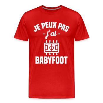 Je peux pas j'ai babyfoot humour cadeau - T-shirt bio Premium Homme - rouge - Devant - Damien (186cm)