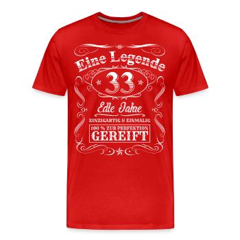 Legende 33 Jahre 33. Geburtstag Männer Frauen - Männer Premium Bio T-Shirt - Rot - Vorne - Damien (186cm)