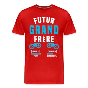 Futur grand frère geek annonce grand frère annonce - T-shirt bio Premium Homme - rouge - Devant - Damien (186cm)