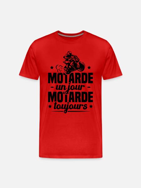 Humour Cadeau Motarde Un Jour Toujours Moto Femme - T-shirt bio Premium Homme - rouge