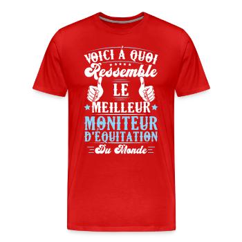 Le meilleur moniteur d'équitation du monde - T-shirt bio Premium Homme - rouge - Devant - Damien (186cm)