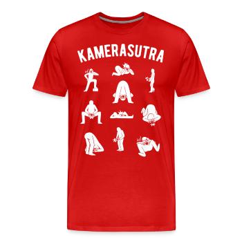 Kamerasutra Kameramann Fotograf Fotografieren - Männer Premium Bio T-Shirt - Rot - Vorne - Damien (186cm)