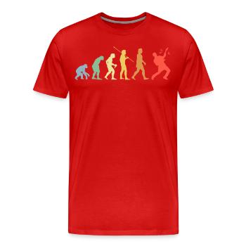 Electric Guitar Evolution Retro Music Guitarist - Men's Premium Organic T-Shirt - red - Front - Damien (186cm)