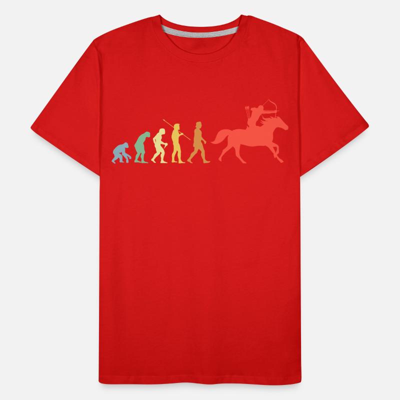 Pferd Und Bogen Evolution Retro Reiten Geschenk Männer Premium Bio T-Shirt