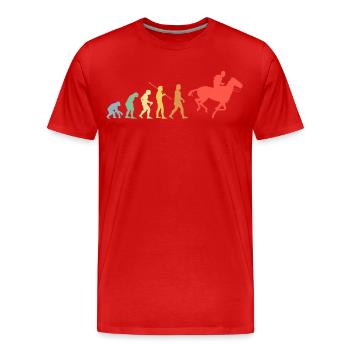 Pferd Reiten Evolution Retro Pferde Pferde Reiter - Männer Premium Bio T-Shirt - Rot - Vorne - Damien (186cm)