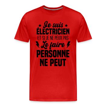 Je suis électricien - T-shirt bio Premium Homme - rouge - Devant - Damien (186cm)
