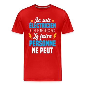 Je suis électricien - T-shirt bio Premium Homme - rouge - Devant - Damien (186cm)